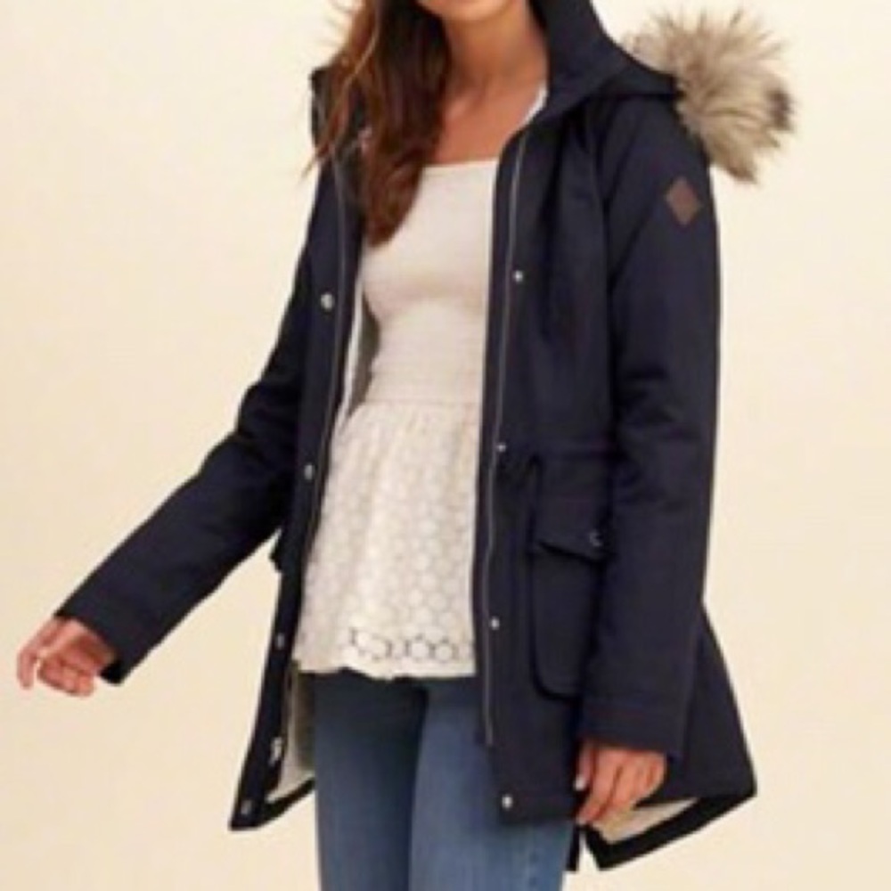Hollister navy cozy lined parka